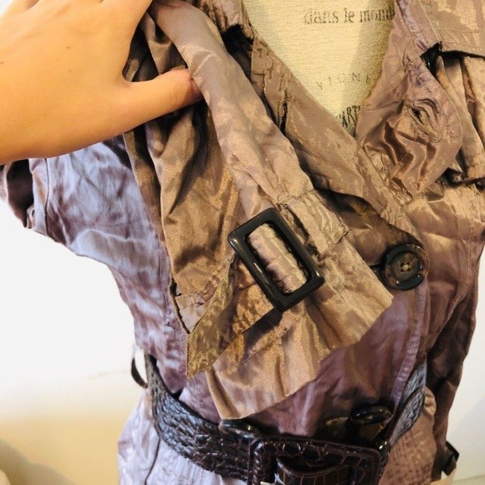 Brown Pleated Spring | Fall Jacket Coat - Picture 5 of 9
